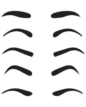 Isolated Eyebrows Set Cartoon Style Eyebrow Makeup Template vector