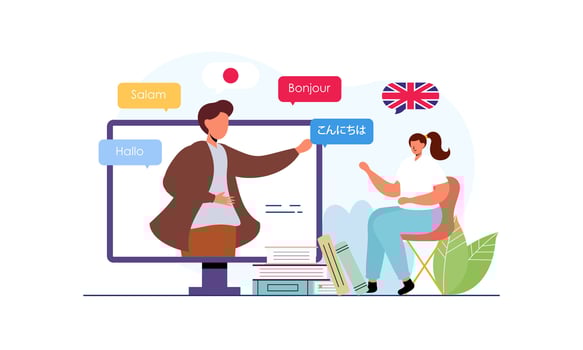 Language courses concept in flat design vector