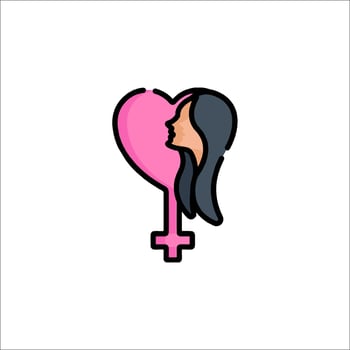 A woman's face with a pink heart on it vector