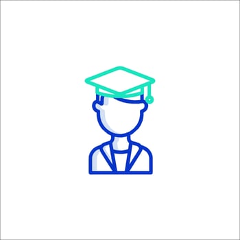 A graduate icon with a hat on the head vector