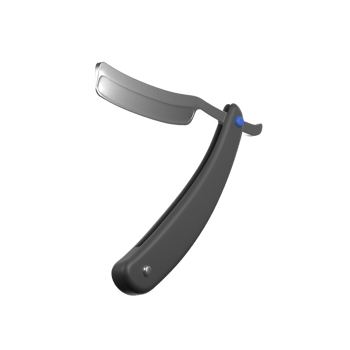 A razor with a blue handle on a black background png