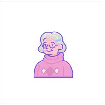 An old woman wearing glasses and a pink sweater vector