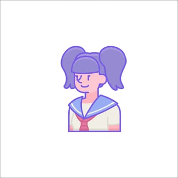 A girl with a ponytail and a tie vector
