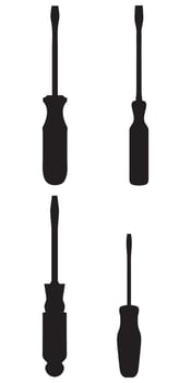 Flat Head and Phillips Screwdriver Icons Illustration for Tools vector