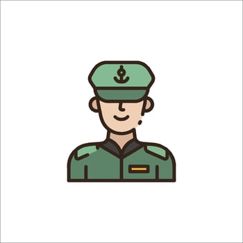 A soldier icon in green and white vector