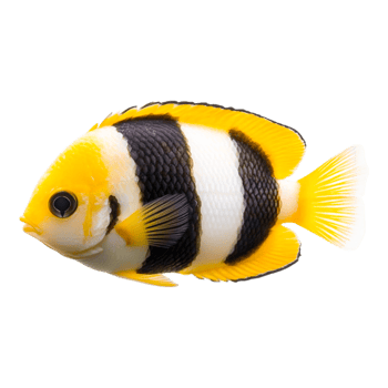 Vibrant Yellow and Black Striped Fish Swimming png