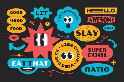 Funky and trendy cartoon element. Y2k style millenials and gen z slang. vector