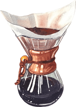 Handdrawn coffee culture watercolor png