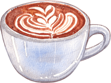 Handdrawn coffee culture watercolor png