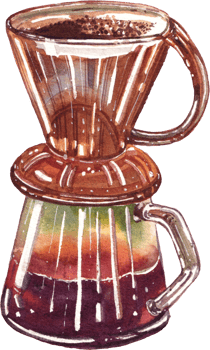 Handdrawn coffee culture watercolor png