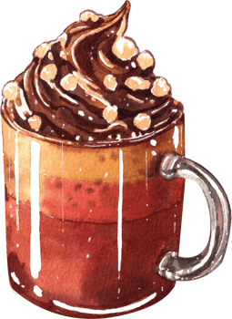 Handdrawn coffee culture watercolor png