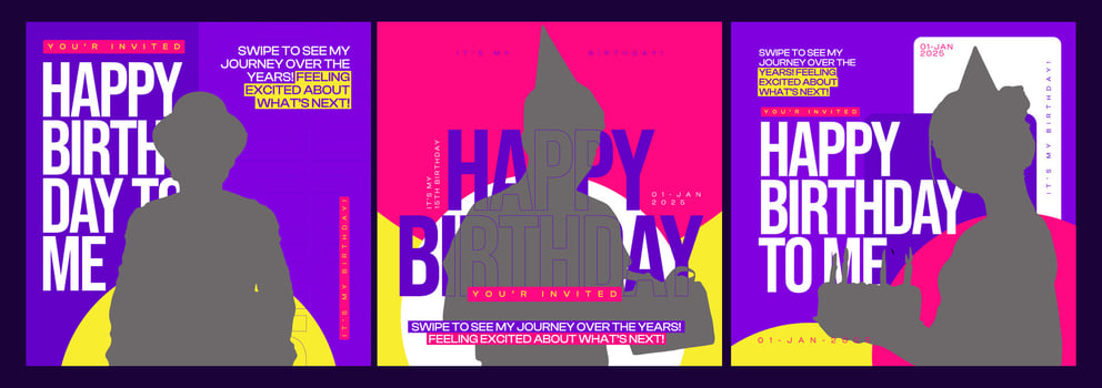 Birthday Celebration Social Media Post Template Collection Set. Happy Birthday vector