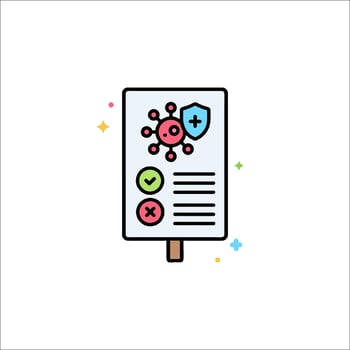 A sign with a virus icon on it vector