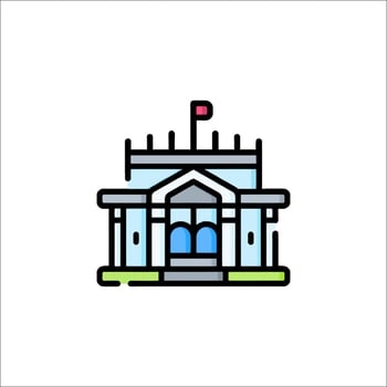 A building with a flag on top and a flag on the roof vector