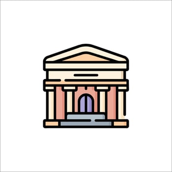 A building icon with a door and columns vector