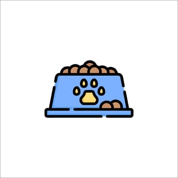 A blue bowl with food and a dog's paw vector