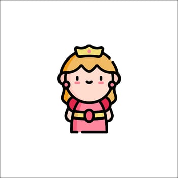 A cartoon princess in a pink dress vector