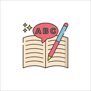 Abc book and pencil icon vector