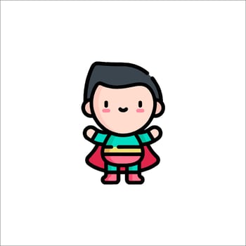 A cartoon character with a cape and a red cape vector