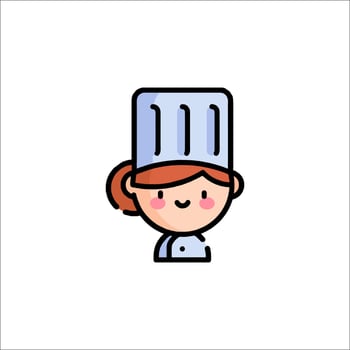 A cartoon chef with a hat on her head vector
