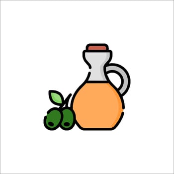 Olive oil and olive oil bottle icon illustration vector