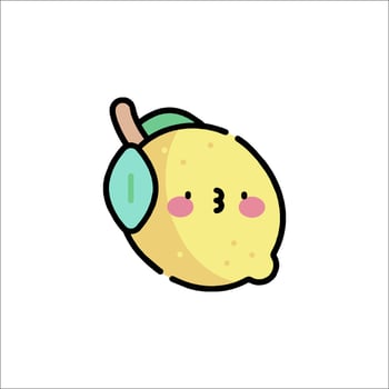 A lemon with a green leaf on it vector