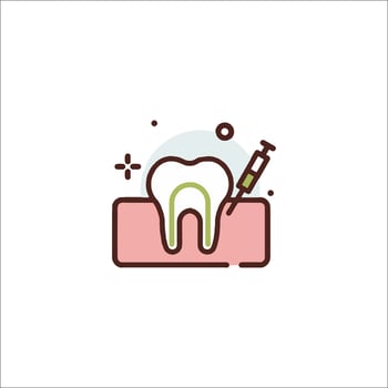 A tooth and syringe icon vector