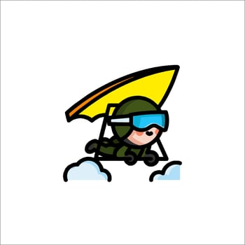A cartoon character flying with a parachute vector
