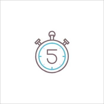 A stopwatch icon with the number five on it vector