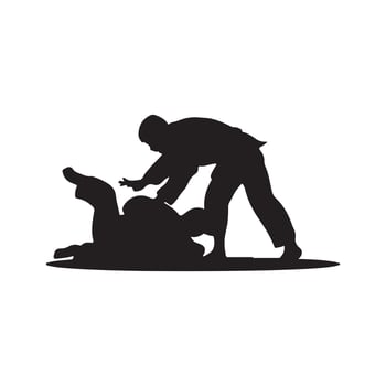 a simple silhouette judo fighter on a clean art vector