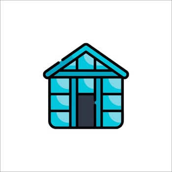 A house icon with a window and door vector