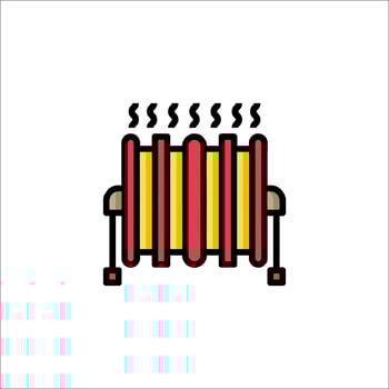 A hot water heater icon with a red and yellow strip vector