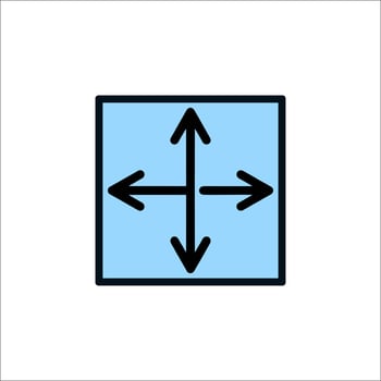 A blue square with arrows pointing in different directions vector