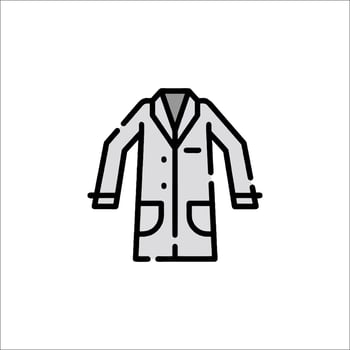 A coat icon in black and white vector