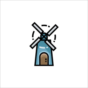 A blue and white windmill icon vector