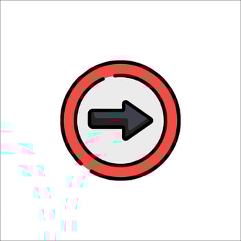 A red and black arrow pointing in a circle vector