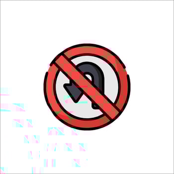 No turn sign icon isolated on white background vector