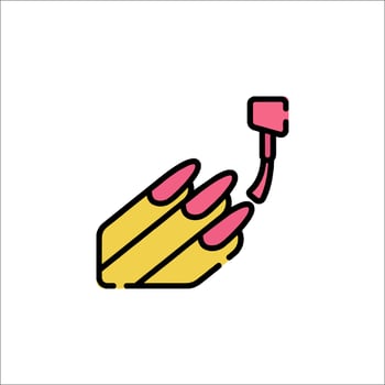 A nail polish brush with a pink nail polish on it vector