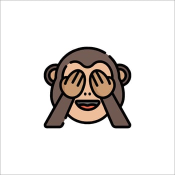 A cartoon monkey covering his eyes with his hands vector