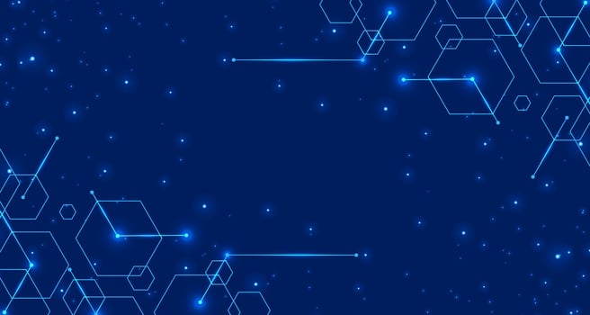 illustration circuit board and hexagons background. Hi-tech digital technology and engineering, digital telecom technology concept. Abstract futuristic on dark blue color background vector