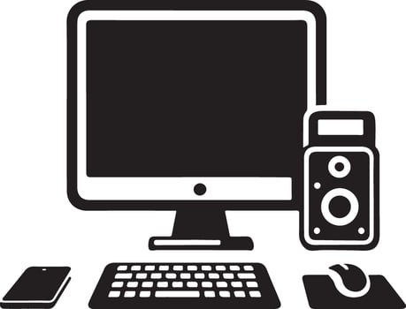 Stylish Computer Silhouette Symbol for Graphics vector