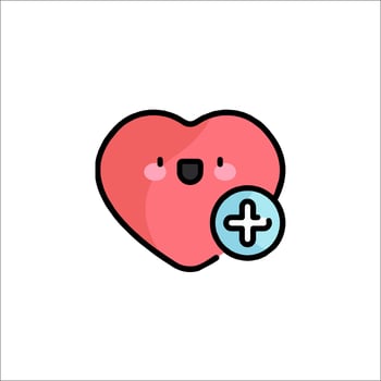 A cute heart with a plus sign on it vector