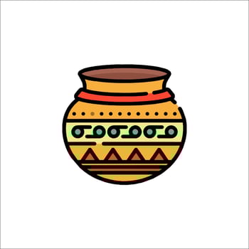 An illustration of a pot with a colorful design vector