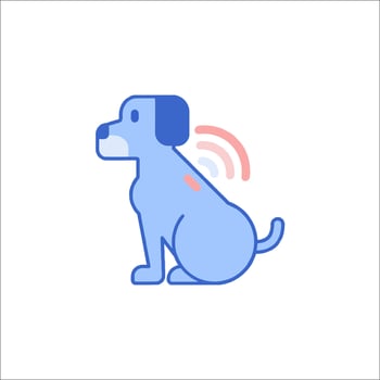 A dog with a wifi symbol on its head vector