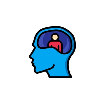 A person is in the head of a person's brain vector