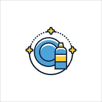 A blue and yellow logo for a cleaning service vector