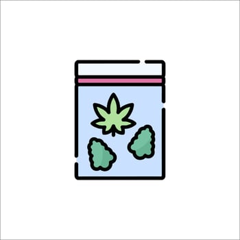 A marijuana jar with marijuana leaves inside vector