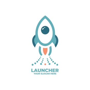 a minimalist flat logo of a rocket taking off vector