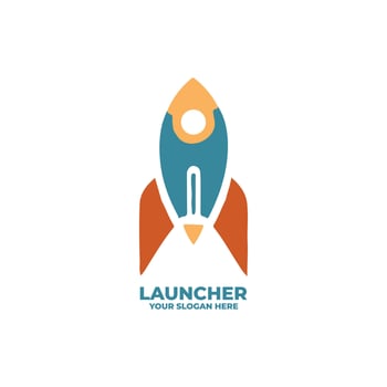 Flat Logo of a Rocket Taking Off vector