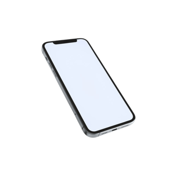 Mockup of a cellphone with a pristine white screen on a transparent background png